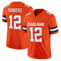 C.Browns #12 Shedeur Sanders Orange 2025 Draft F.U.S.E. Vapor Limited Stitched Football Jersey