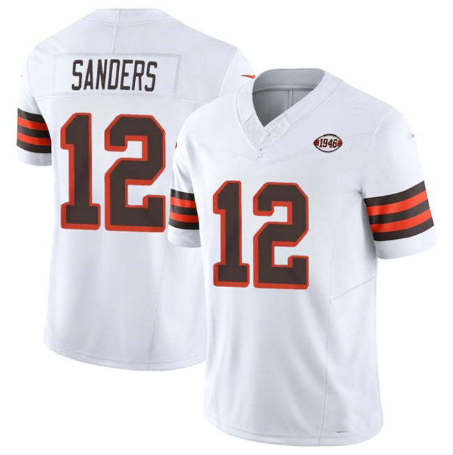 C.Browns #12 Shedeur Sanders White 2025 Draft 1946 Collection F.U.S.E. Vapor Limited Stitched Football Jersey