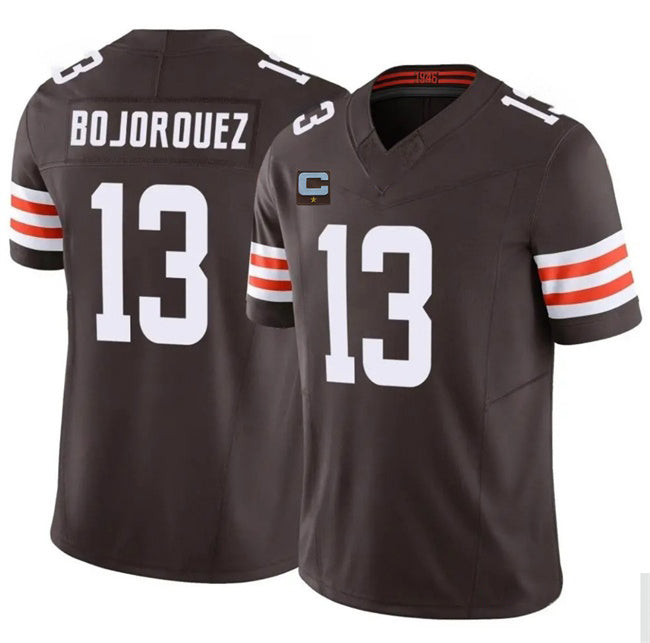 C.Browns #13 Corey Bojorquez Brown 2025 F.U.S.E. With 1-Star C Patch Vapor Limited Stitched Football Jersey