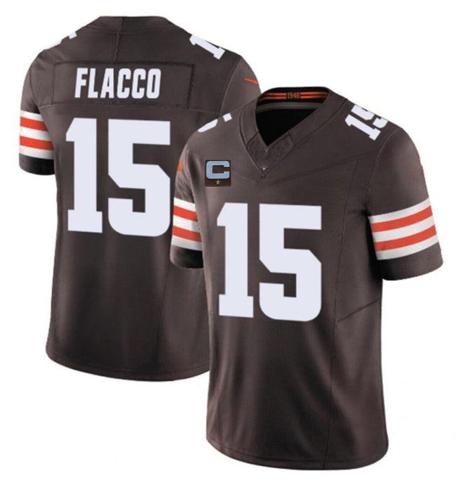 C.Browns #15 Joe Flacco Brown 2025 F.U.S.E. With 1-Star C Patch Vapor Limited Stitched Football Jersey