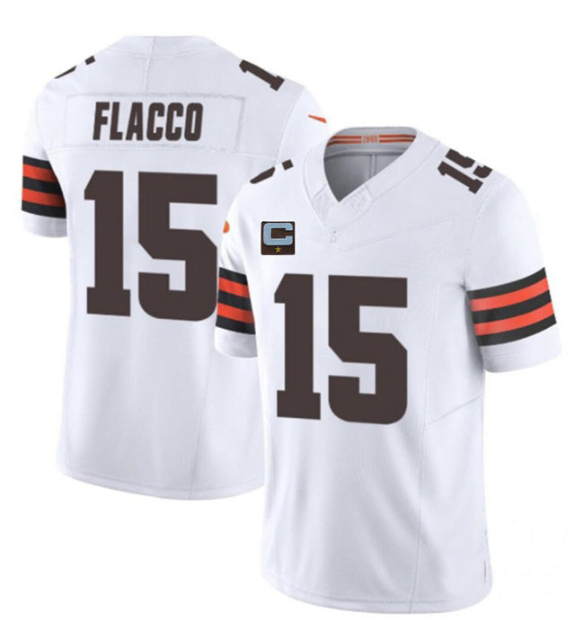 C.Browns #15 Joe Flacco White 2025 F.U.S.E. With 1-Star C Patch Vapor Limited Stitched Football Jersey