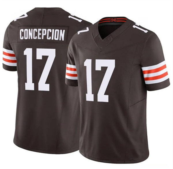 C.Browns #17 KC Concepcion Brown 2026 Draft F.U.S.E. Vapor Limited Stitched Football Jersey