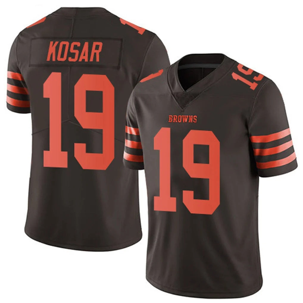 C.Browns #19 Bernie Kosar Player Brown Vapor Limited Color Rush Football Jersey
