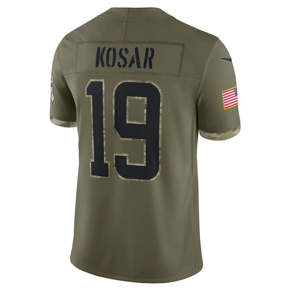 C.Browns #19 Bernie Kosar Player Salute To Service Limited Olive Football Jersey