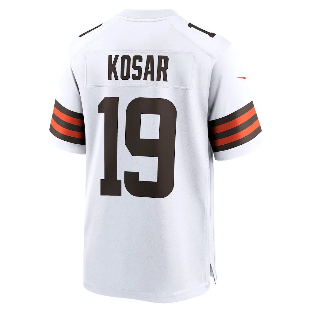 C.Browns #19 Bernie Kosar Player White Home Game Football Jersey