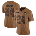 C.Browns #24 Nick Chubb 2023 Brown Salute To Service Limited Stitched Football Jersey