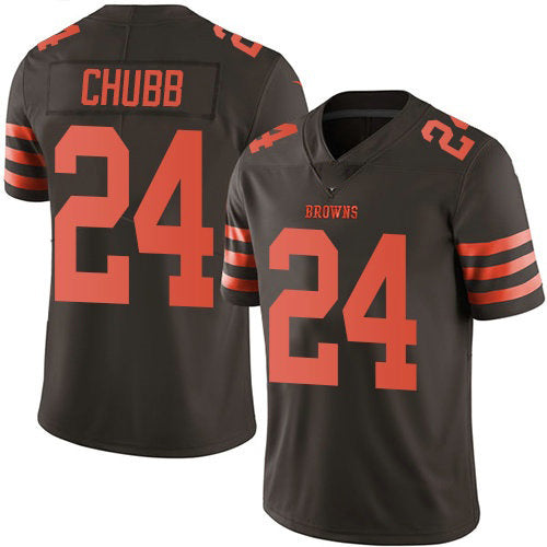 C.Browns #24 Nick Chubb Brown Stitched Limited Rush Football Jersey