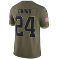 C.Browns #24 Nick Chubb Olive Salute To Service Player Football Jersey