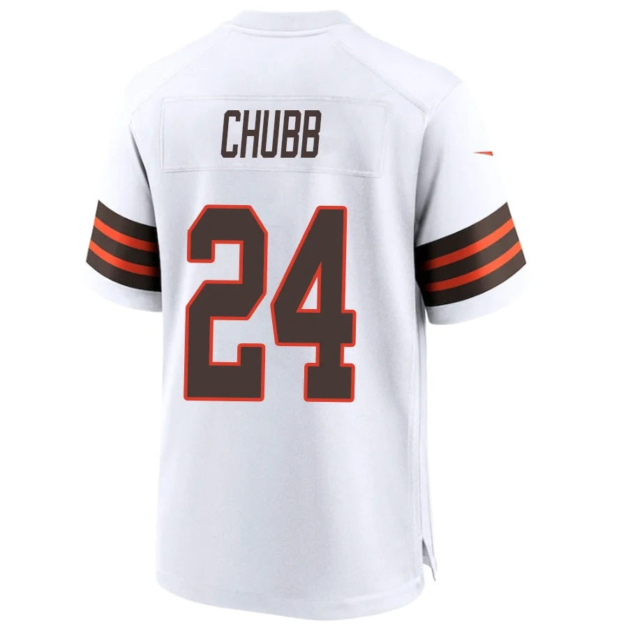 C.Browns #24 Nick Chubb Player White Alternate Game Stitched Football Jersey
