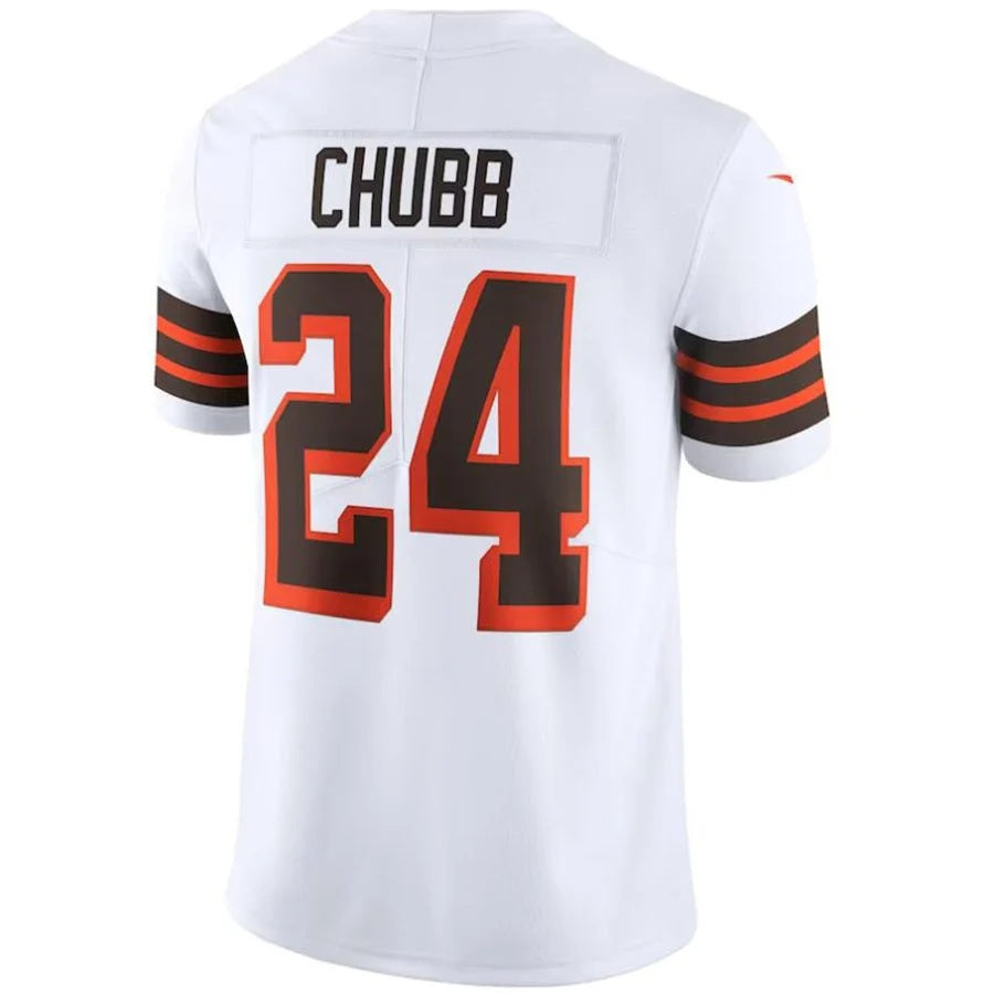 C.Browns #24 Nick Chubb Player White Vapor Limited Football Jersey