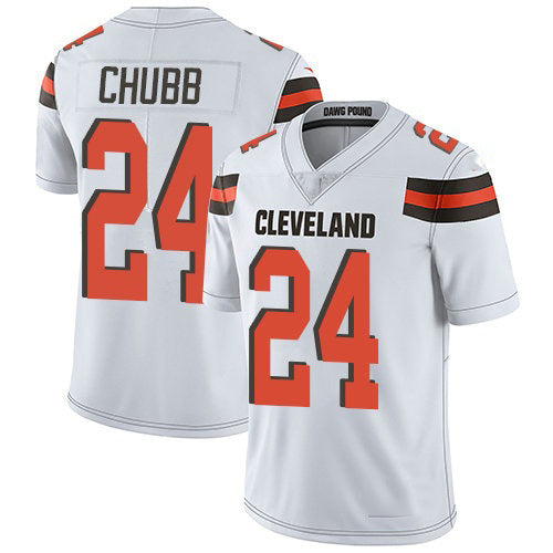 C.Browns #24 Nick Chubb White Stitched Vapor Untouchable Limited Football Jersey
