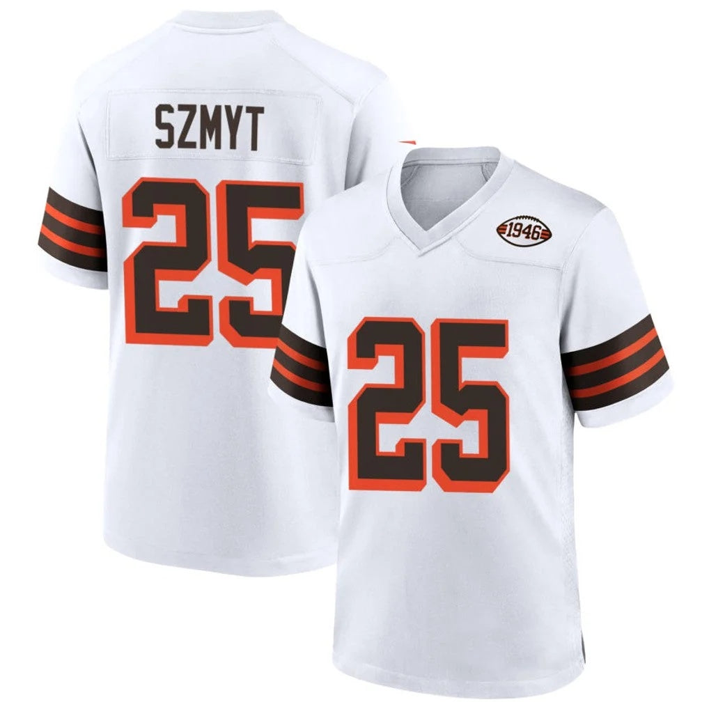 C.Browns #25 Andre Szmyt Player 1946 Collection Alternate White Football Jersey