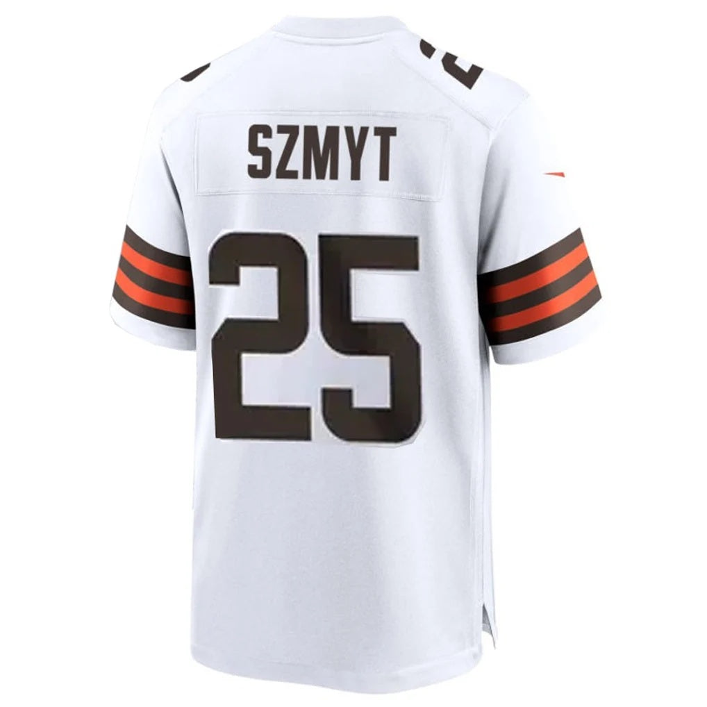 C.Browns #25 Andre Szmyt Player White Home Game Football Jersey