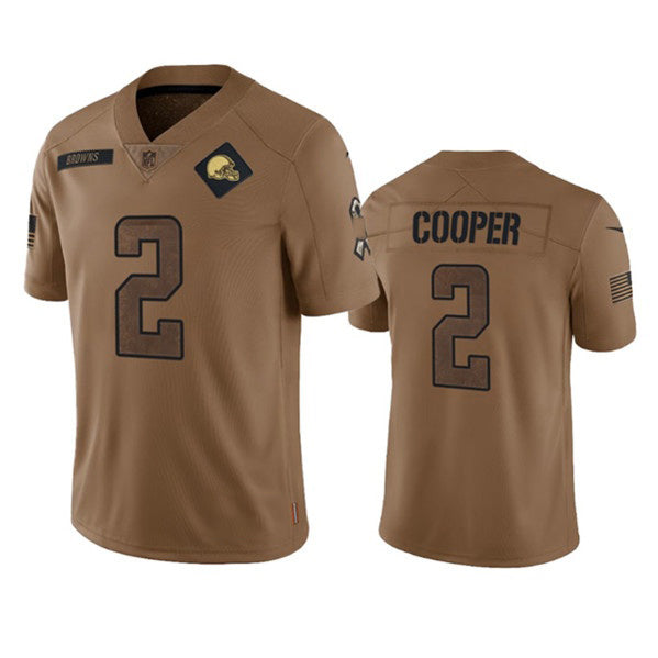 C.Browns #2 Amari Cooper 2023 Brown Salute To Service Limited Stitched Football Jersey