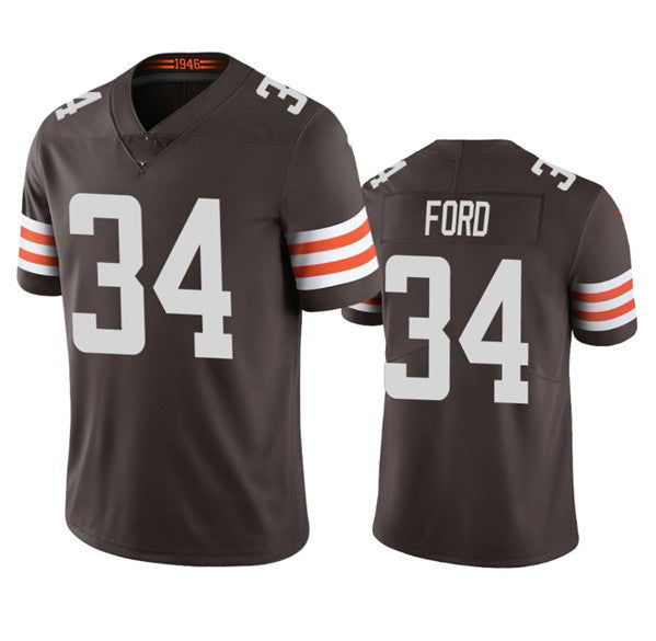 C.Browns #34 Jerome Ford Brown Vapor Stitched Game Football Jersey