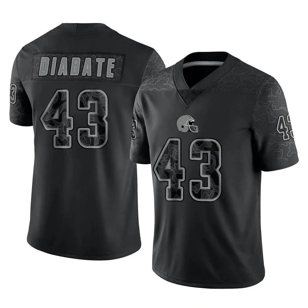 C.Browns #43 Mohamoud Diabate Player Black RFLCTV Limited Football Jersey