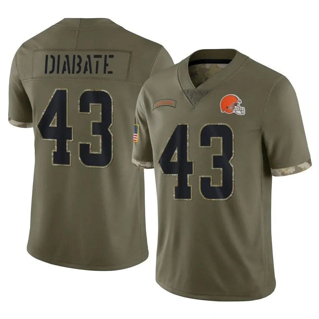 C.Browns #43 Mohamoud Diabate Player Salute To Service Limited Olive Football Jersey
