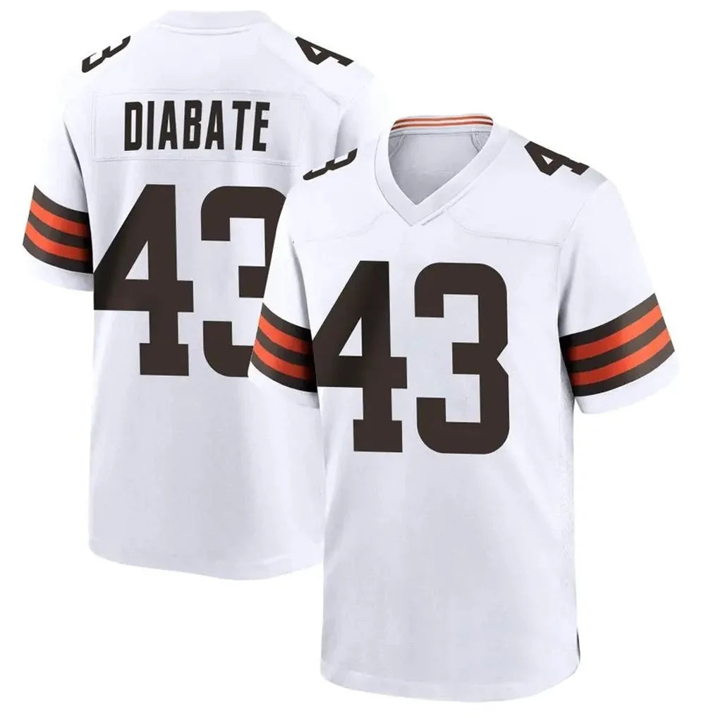 C.Browns #43 Mohamoud Diabate Player White Home Game Football Jersey
