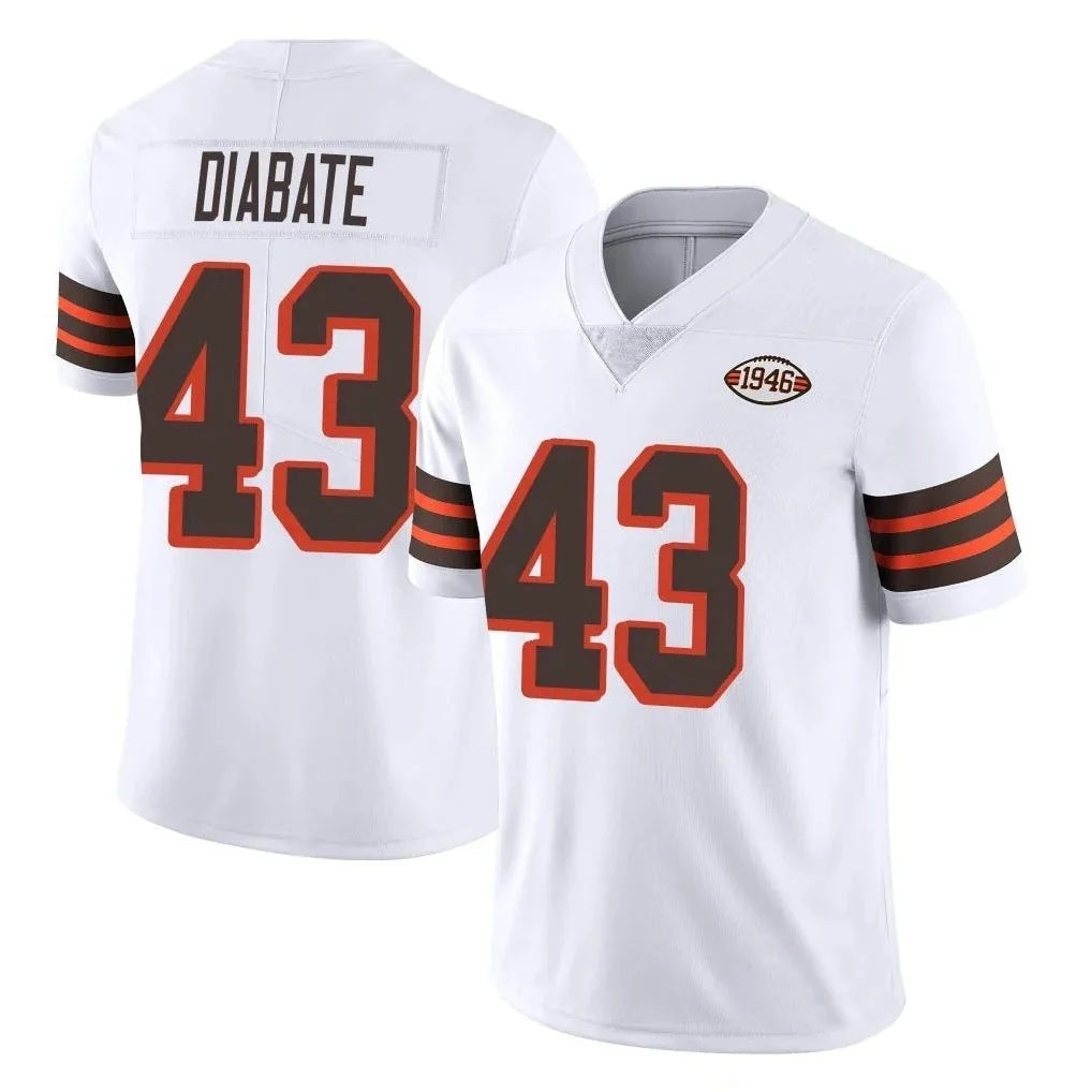 C.Browns #43 Mohamoud Diabate Player White Vapor Limited Football Jersey
