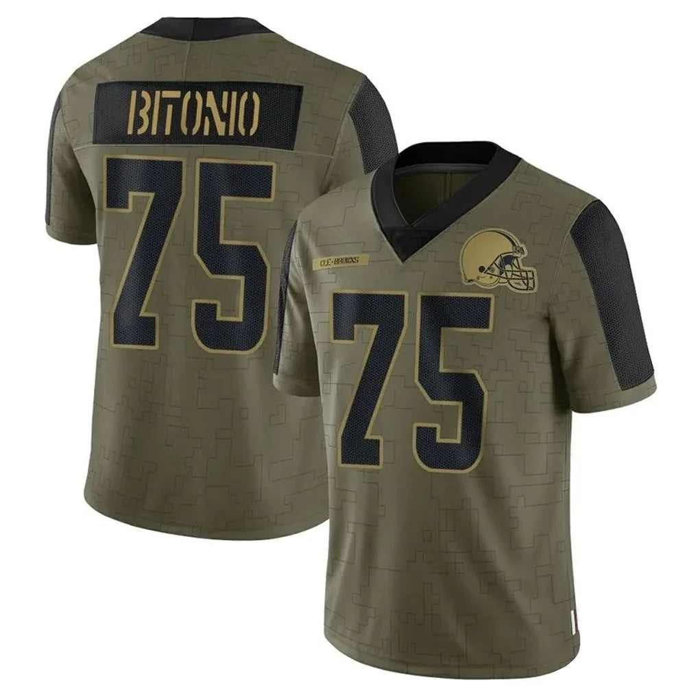 C.Browns #75 Joel Bitonio Player Salute To Service Limited Olive Football Jersey