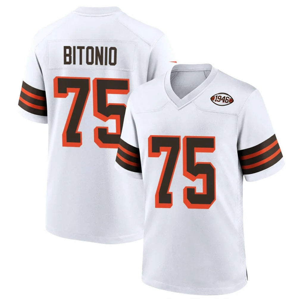 C.Browns #75 Joel Bitonio Player White Alternate Home Game Football Jersey