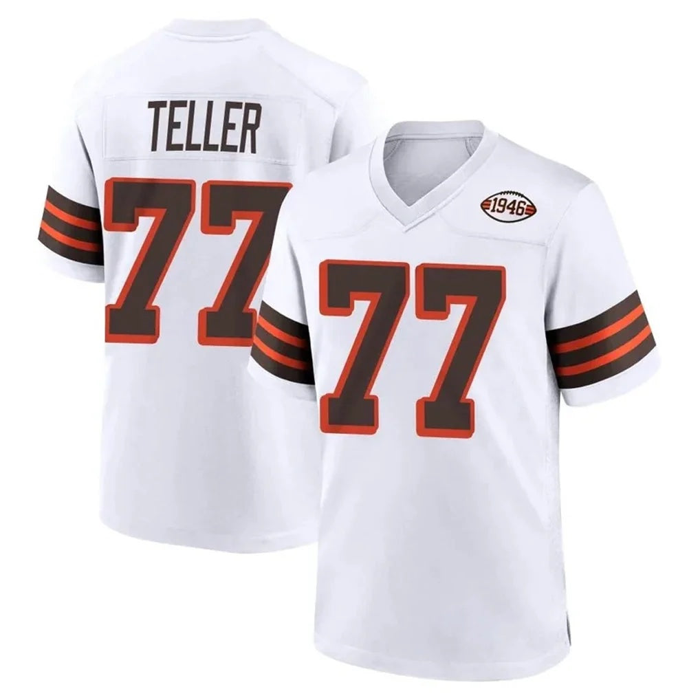C.Browns #77 Wyatt Teller Player 1946 Collection Alternate White Football Jersey