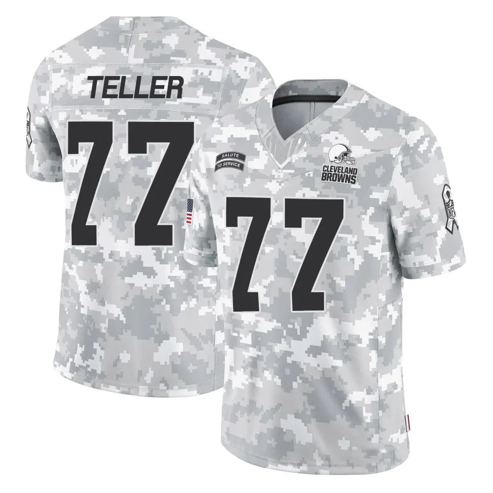 C.Browns #77 Wyatt Teller Player Arctic Camo Salute to Service Limited Football Jersey