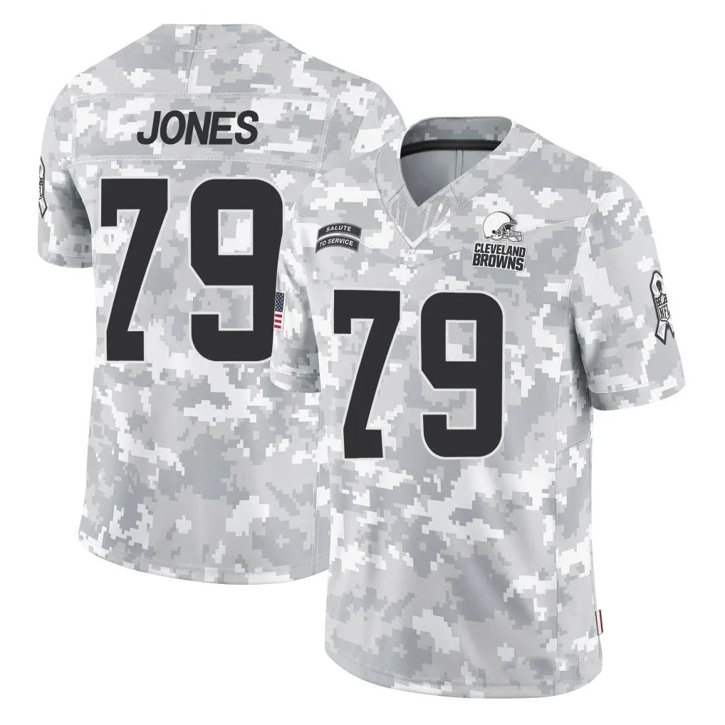 C.Browns #79 Dawand Jones Player Arctic Camo Salute to Service Limited Football Jersey