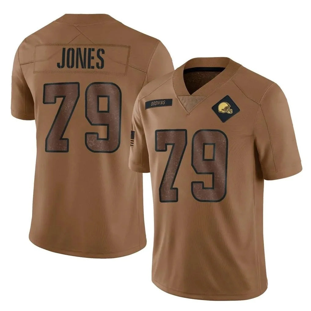 C.Browns #79 Dawand Jones Player Brown Salute To Service Limited Football Jersey