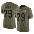 C.Browns #79 Dawand Jones Player Salute To Service Limited Olive Football Jersey