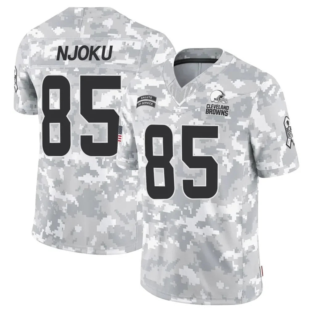 C.Browns #85 David Njoku Player Arctic Camo Salute to Service Limited Football Jersey