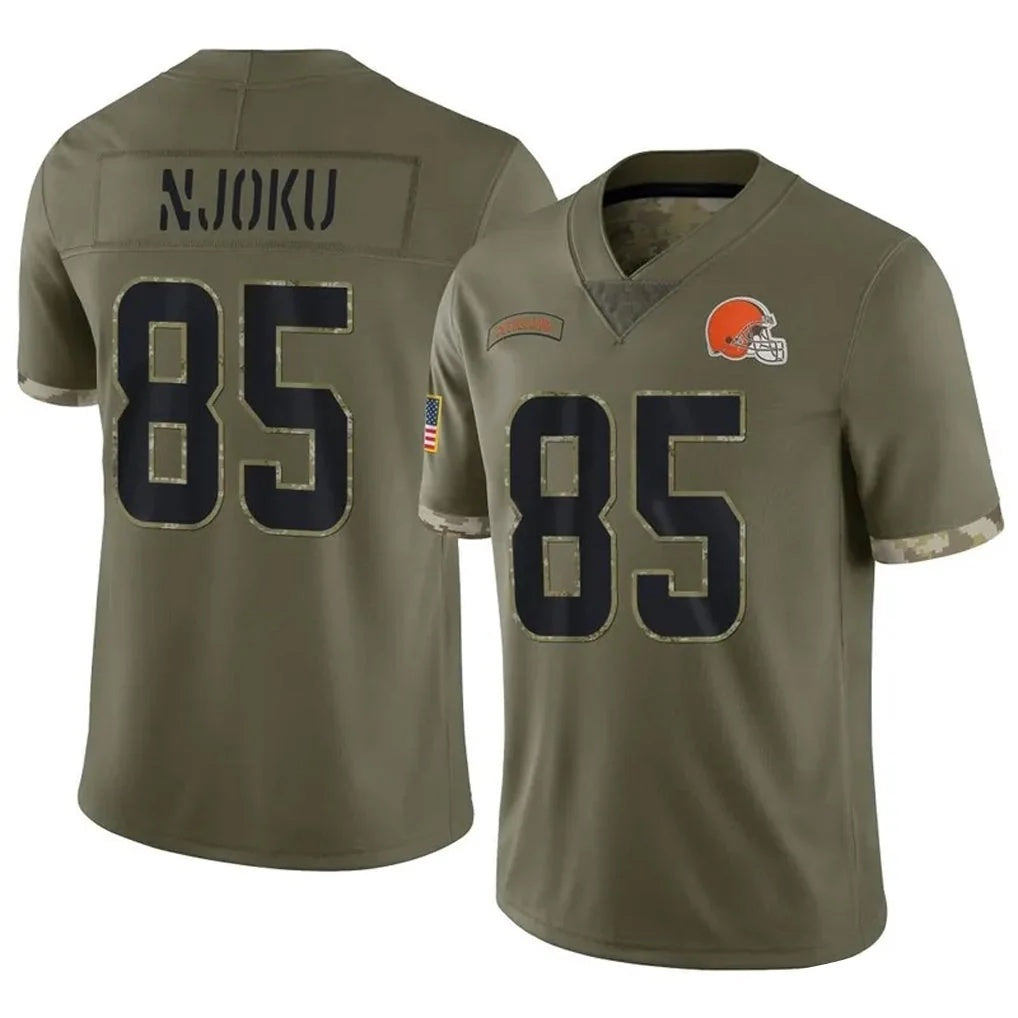 C.Browns #85 David Njoku Player Salute To Service Limited Olive Football Jersey