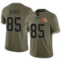 C.Browns #85 David Njoku Player Salute To Service Limited Olive Football Jersey