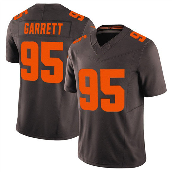 C.Browns #95 Myles Garrett Brown 2025 F.U.S.E. Alpha Dawg Limited Stitched Football Jersey