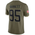 C.Browns #95 Myles Garrett Olive Salute To Service Player Football Jersey