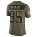 C.Browns #95 Myles Garrett Player Olive Salute to Service Limited Football Jersey