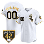 Chicago White Sox 2024 Jackie Robinson Patch Vapor Premier Limited Custom Jersey – White Gold Baseball Jersey