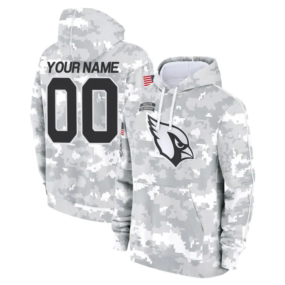 Custom A.Cardinals Arctic Camo Salute to Service Limited Hoodie Any Name & Numbers Stitched Football Jersey