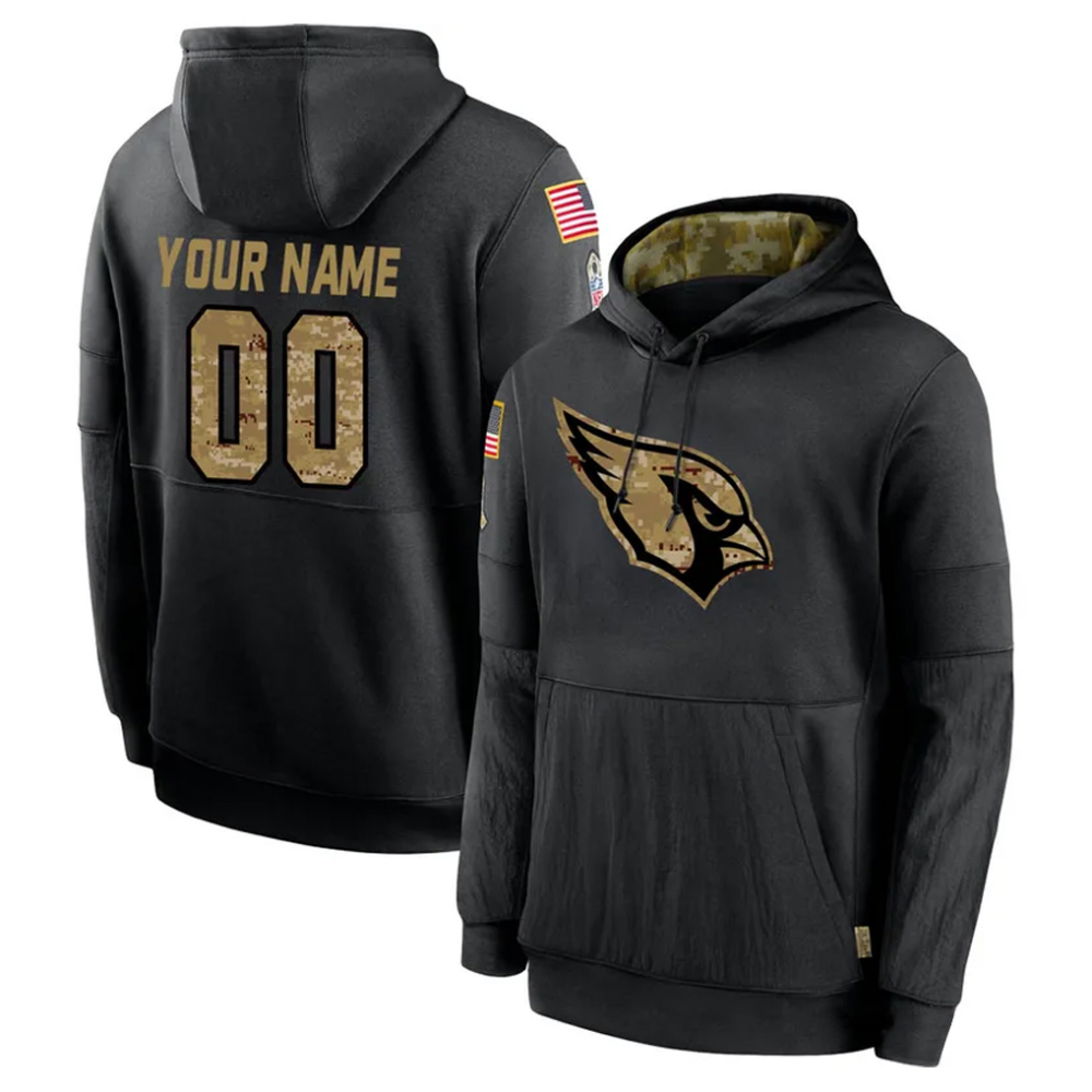 Custom A.Cardinals Black Salute to Service Hoodies Any Name & Numbers Stitched Football Jersey