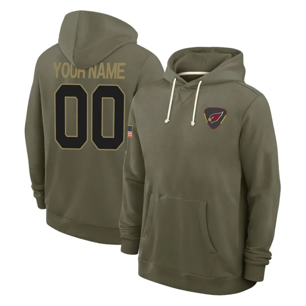 Custom A.Cardinals Olive Salute to Service Hoodies Any Name & Numbers Stitched Football Jersey