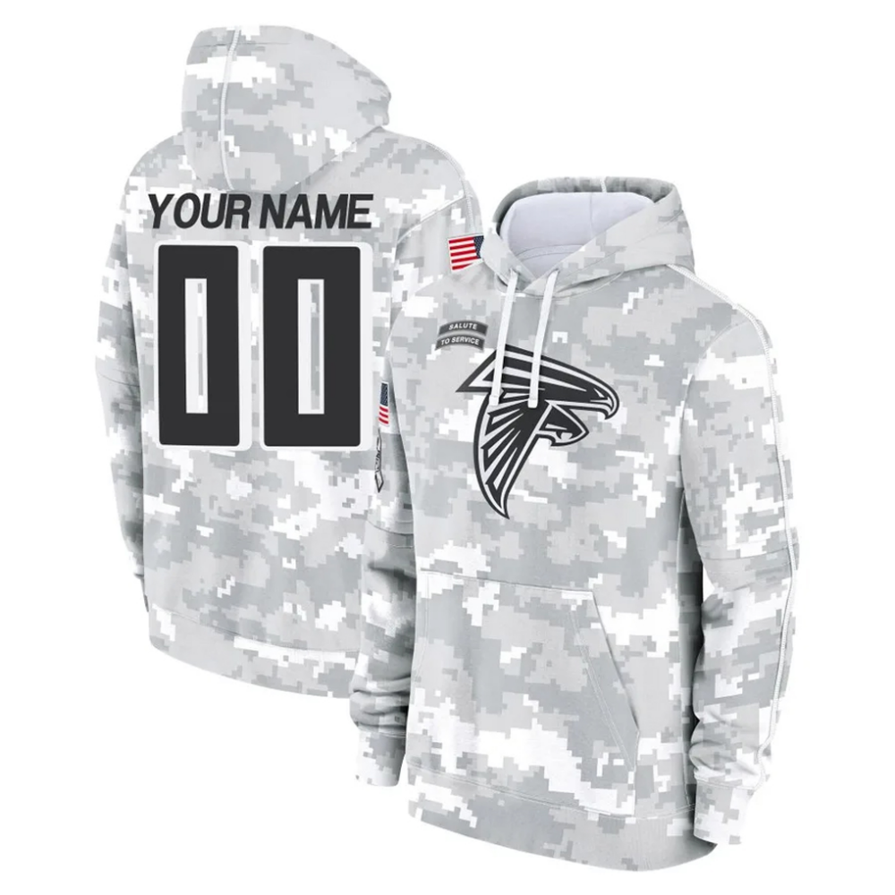 Custom A.Falcons Arctic Camo Salute to Service Limited Hoodie Any Name & Numbers Stitched Football Jersey