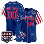 Custom Atlanta Braves America 250 Edition Vapor Premier Limited Custom Royal Stitched Baseball Jersey