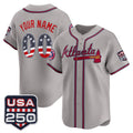 Custom Atlanta Braves Gray USA 250 Fourth of July Vapor Premier Limited Jersey – All Stitched Baseball Jersey