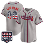 Custom Atlanta Braves Gray USA 250 Fourth of July Vapor Premier Limited Jersey – All Stitched Baseball Jersey