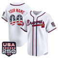 Custom Atlanta Braves White USA 250 Fourth of July Vapor Premier Limited Jersey – All Stitched Baseball Jersey