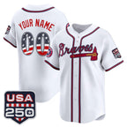 Custom Atlanta Braves White USA 250 Fourth of July Vapor Premier Limited Jersey – All Stitched Baseball Jersey