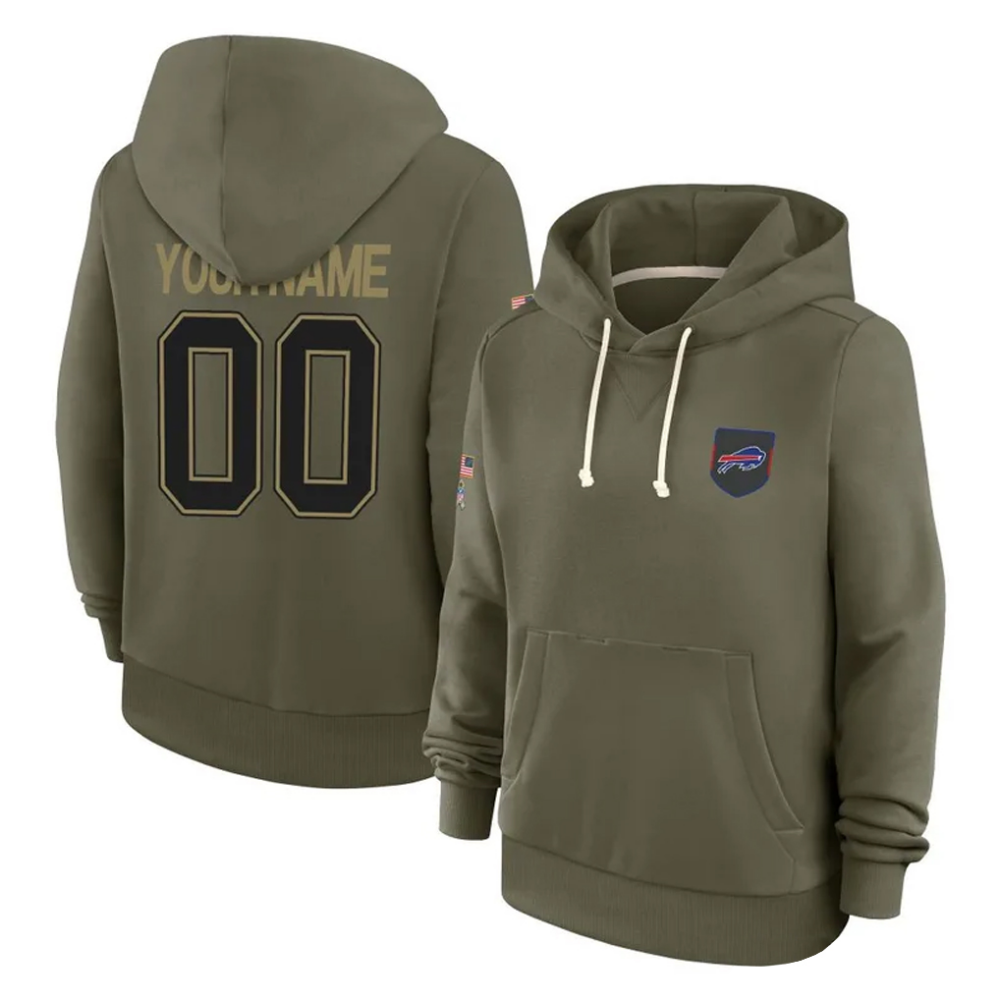 Custom B.Bills Player Olive Salute to Service Hoodies Stitched Football Jersey