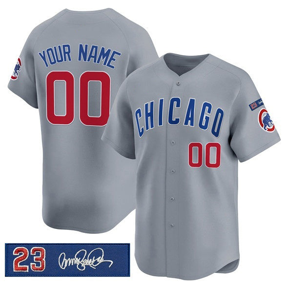Custom Chicago Cubs Active Player Gray 'Ryne Sandberg Tribute' Vapor Limited V3 Stitched Baseball Jersey