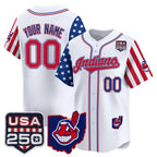 Custom Cleveland Indians White America 250 Edition Vapor Premier Limited Jersey - All Stitched Baseball Jersey