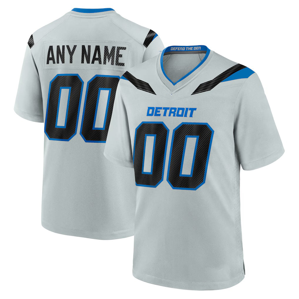 Custom D.Lions Silver 2026 Rivalries Collection Game Football Jersey